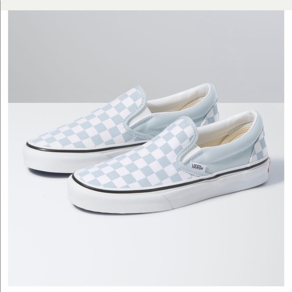 womens light blue checkered vans